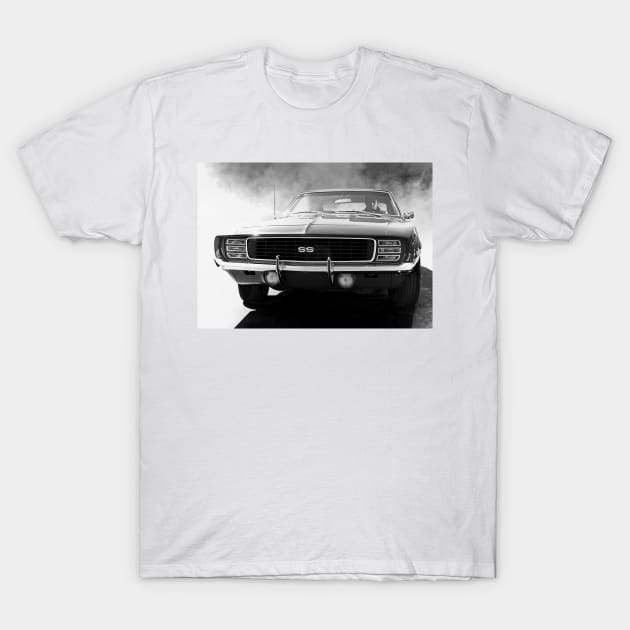 1969 Camaro Super Sport B/W T-Shirt by Burtney